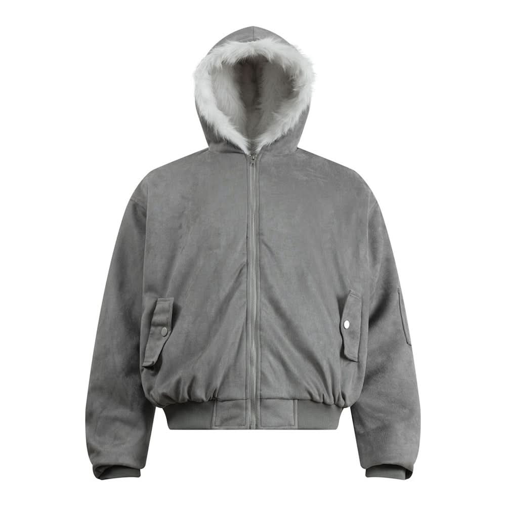 Mao collar hooded jacket