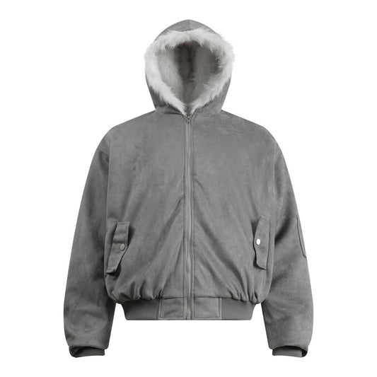 Mao collar hooded jacket