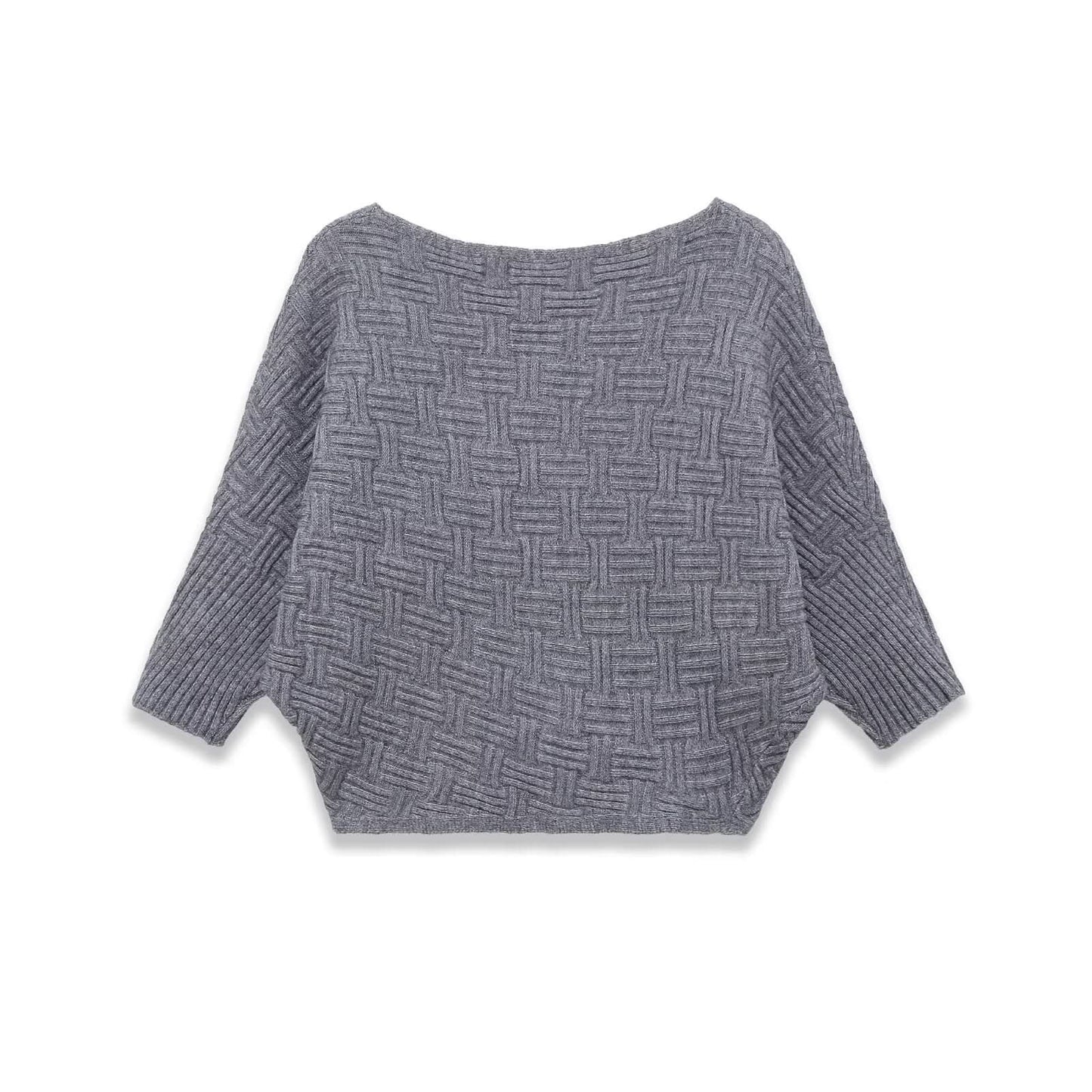 Asymmetrischer, strukturierter Strickpullover mit Einzelkragen