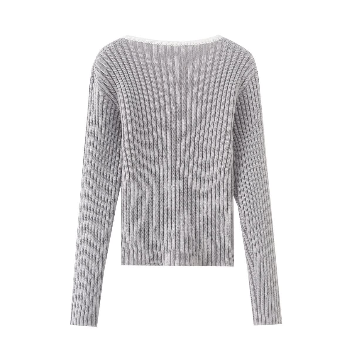 V-Ausschnitt Langarmpullover