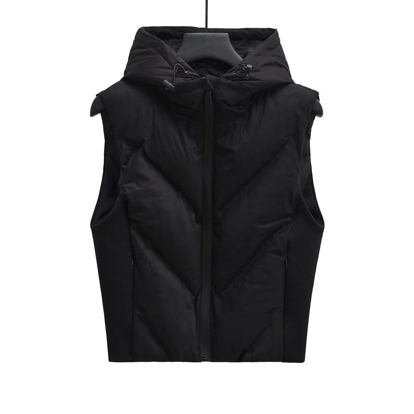 Street laminated hooded contrasting vest jacket