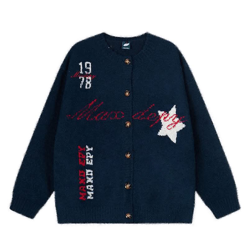 Lässiger Strickpullover mit Muster, lockere Passform, offene Vorderseite
