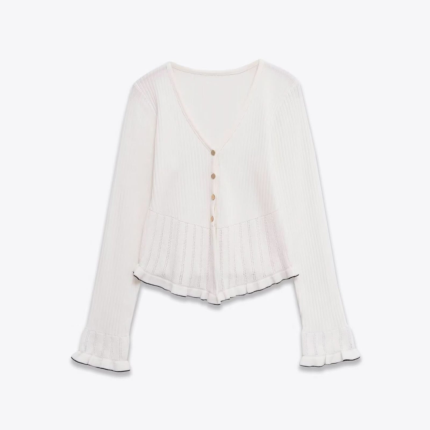 Slim fit V-neck long sleeved layered decoration
