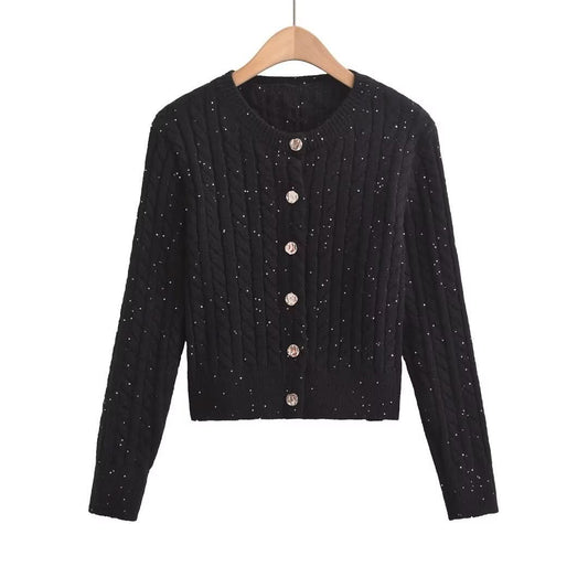 Slim fit round neck single breasted sweater