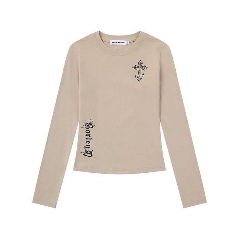 Long Sleeve T-Shirt Women's Spring New Style Slim Fit Short Top