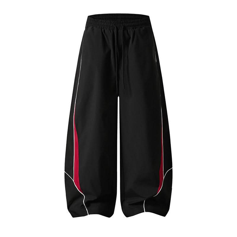 Patchwork Color-Blocked Unisex Spring Casual Loose Wide-Leg Pants Sports Long Pants