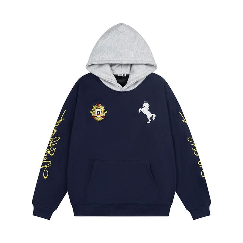 Kapuzenpullover mit Buchstabenstickerei, lockerer Fleece-Hoodie