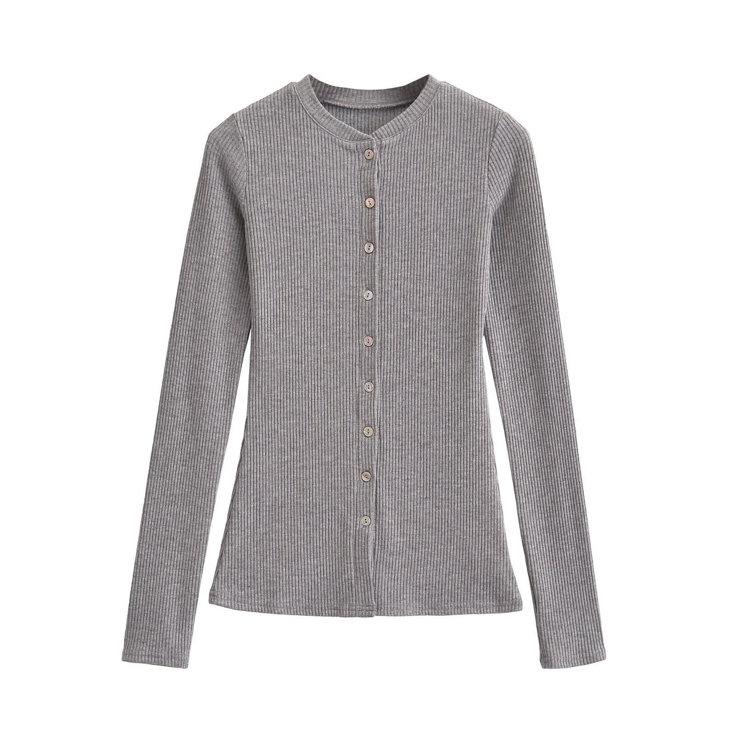 Rundhals-Cardigan mit Knopfleiste und schmaler Passform