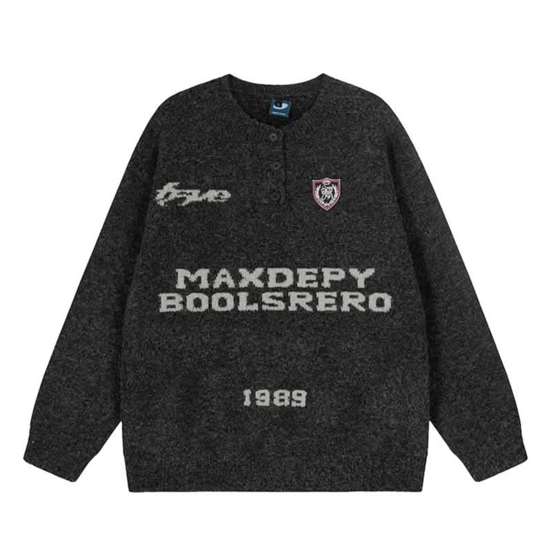 Faux-Nerz-Print Rundhals-Pullover für Damen, lockeres Strickoberteil