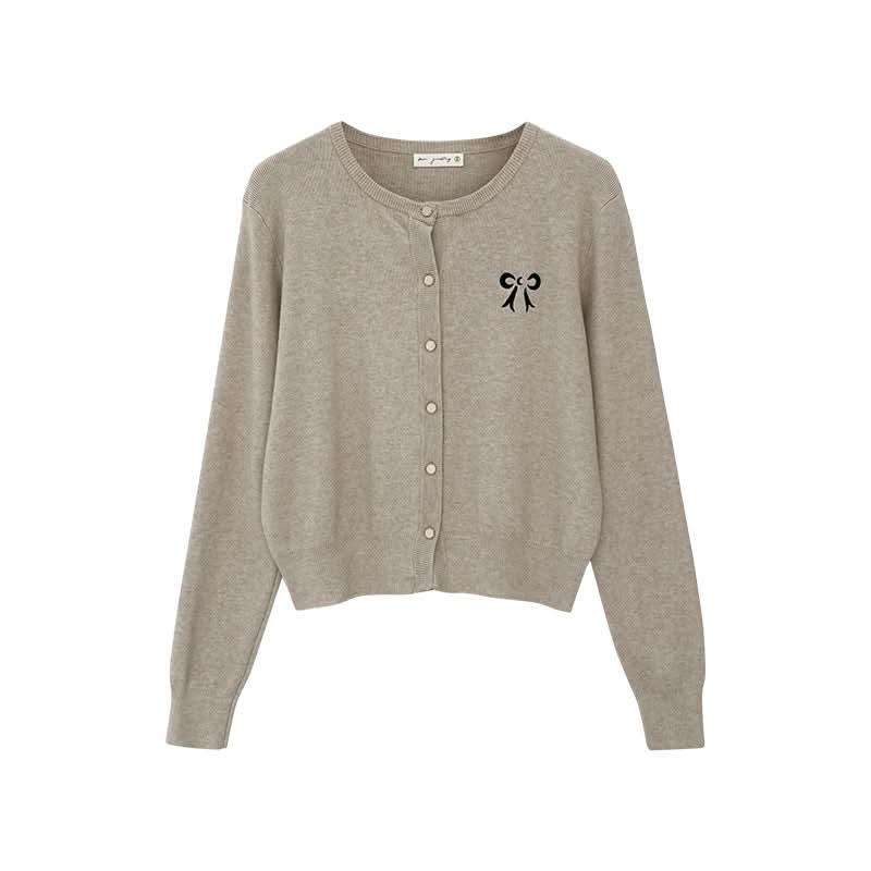 Damen Strickjacke mit Schmetterlingsstickerei, lockerer Strickpullover-Mantel, kurzes Chiffon-Top
