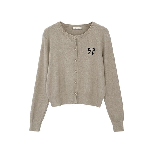 Butterfly Embroidery Loose Cardigan Knit Sweater Coat for Women, Short Chiffon Style Top