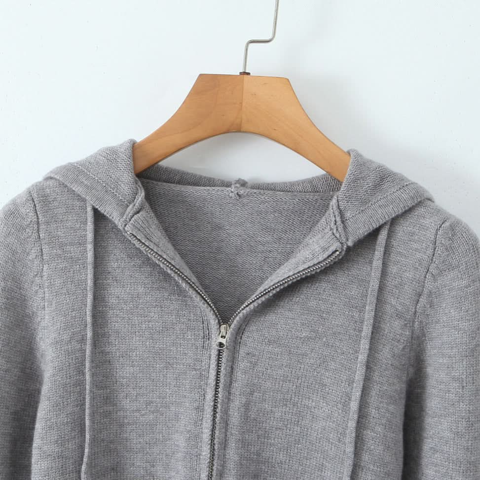 Slim fit drawstring hooded short sweater