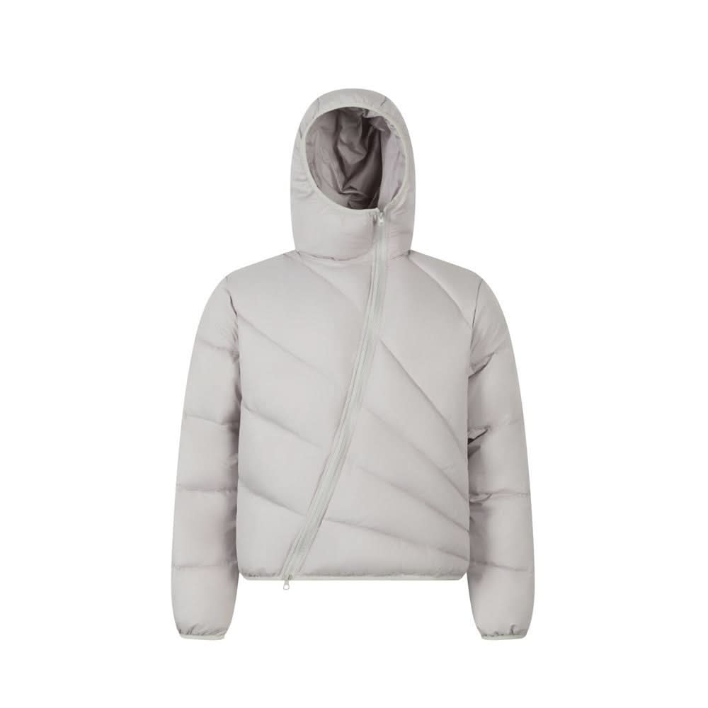 Solid color loose hooded down jacket