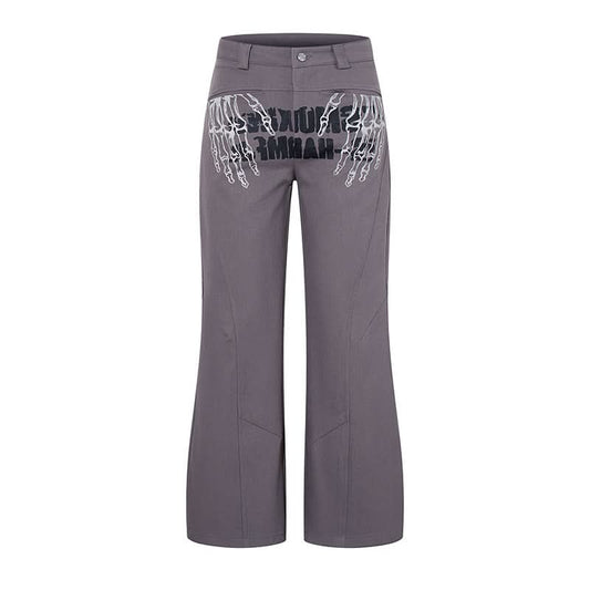 Graffiti Print Flared Casual Pants  Loose Fit Straight Leg Long Pants