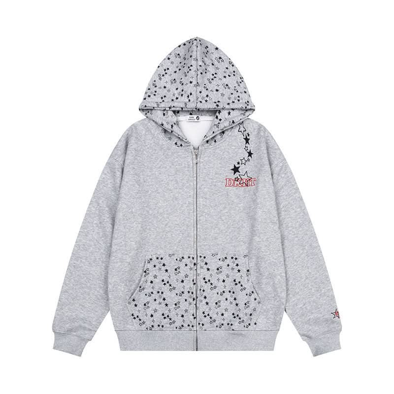 Kapuzen-Reißverschluss-Hoodie lockere Passform Langarmjacke Streetwear-Stil