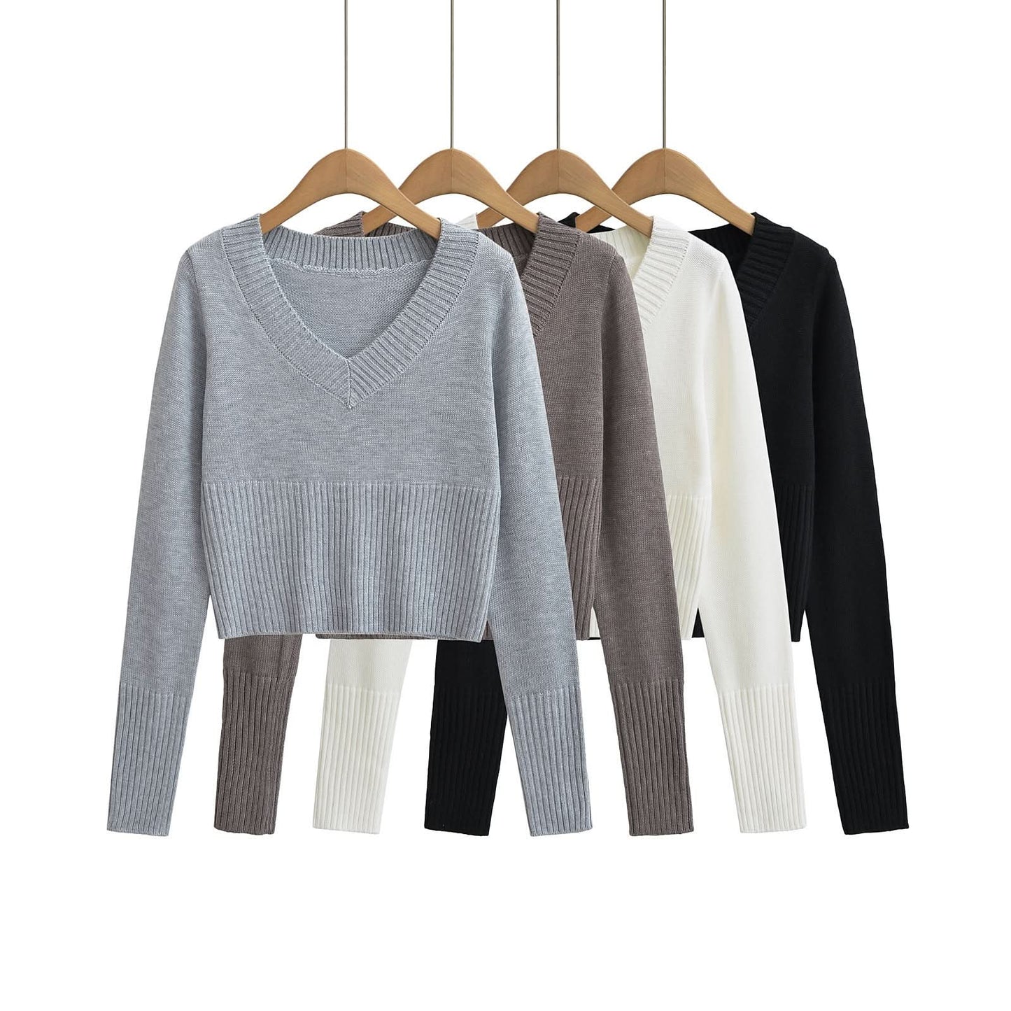 V-neck long sleeved short top