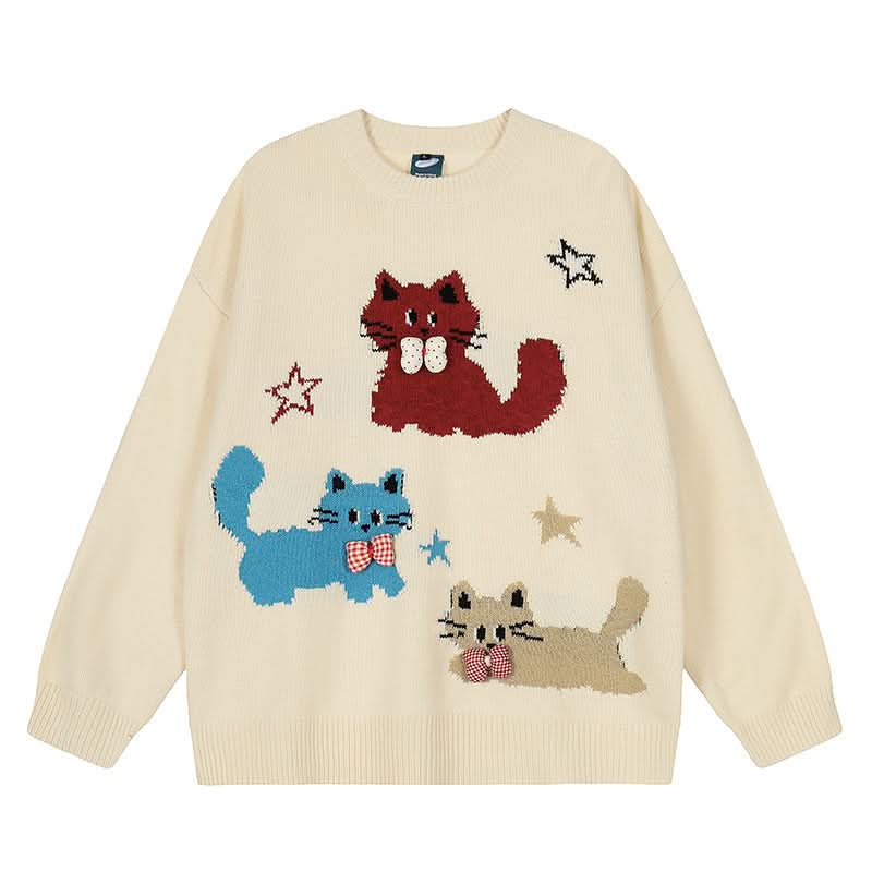 Jacquard-Strickpullover Lockere Freizeit-Pullover
