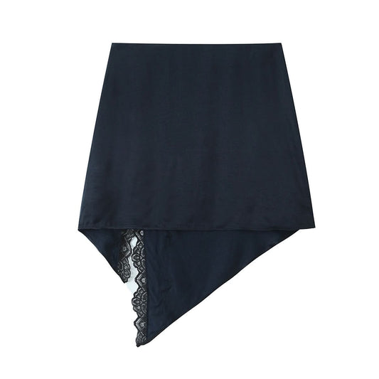 Splicing lace satin texture mini skirt