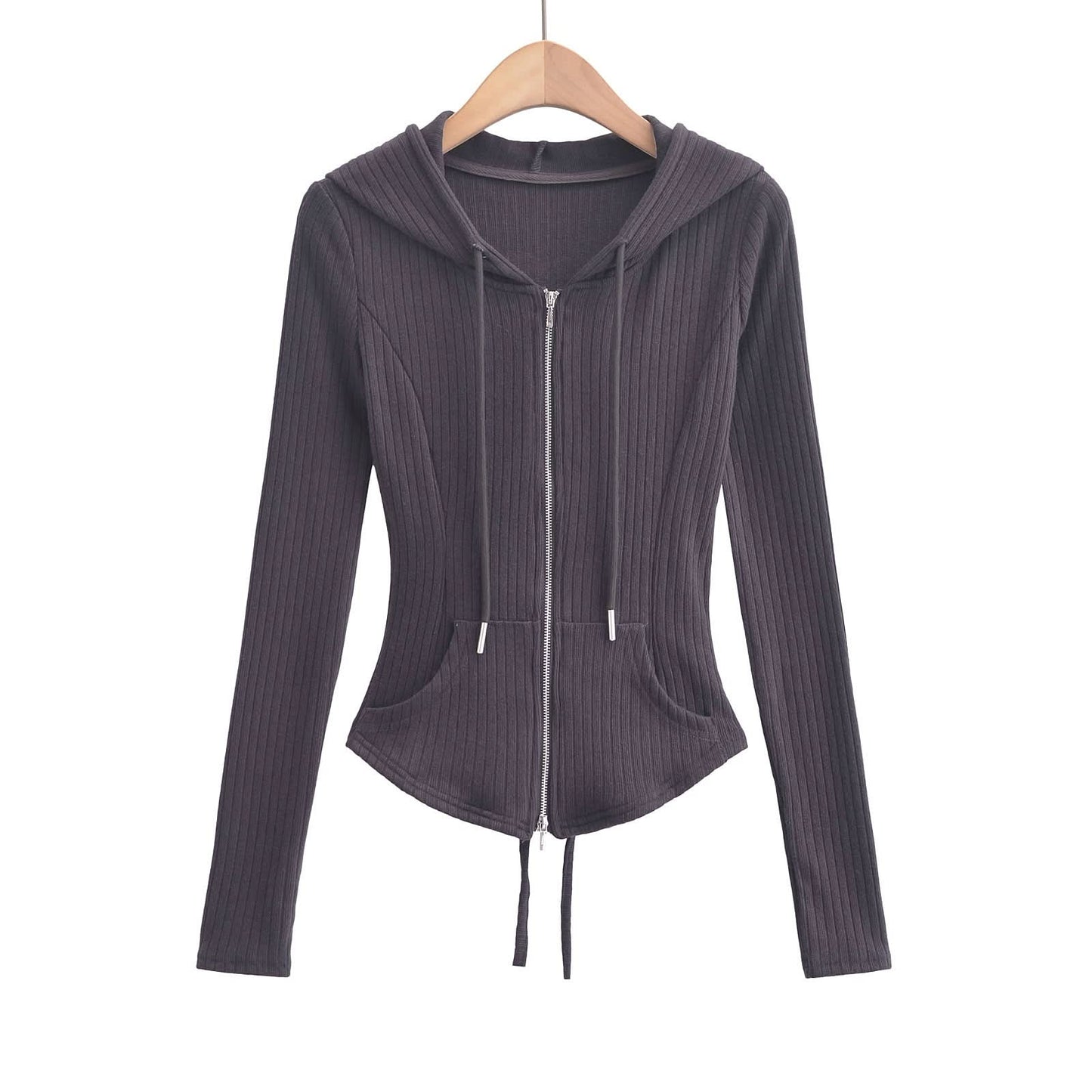 Waist slimming hooded cardigan top