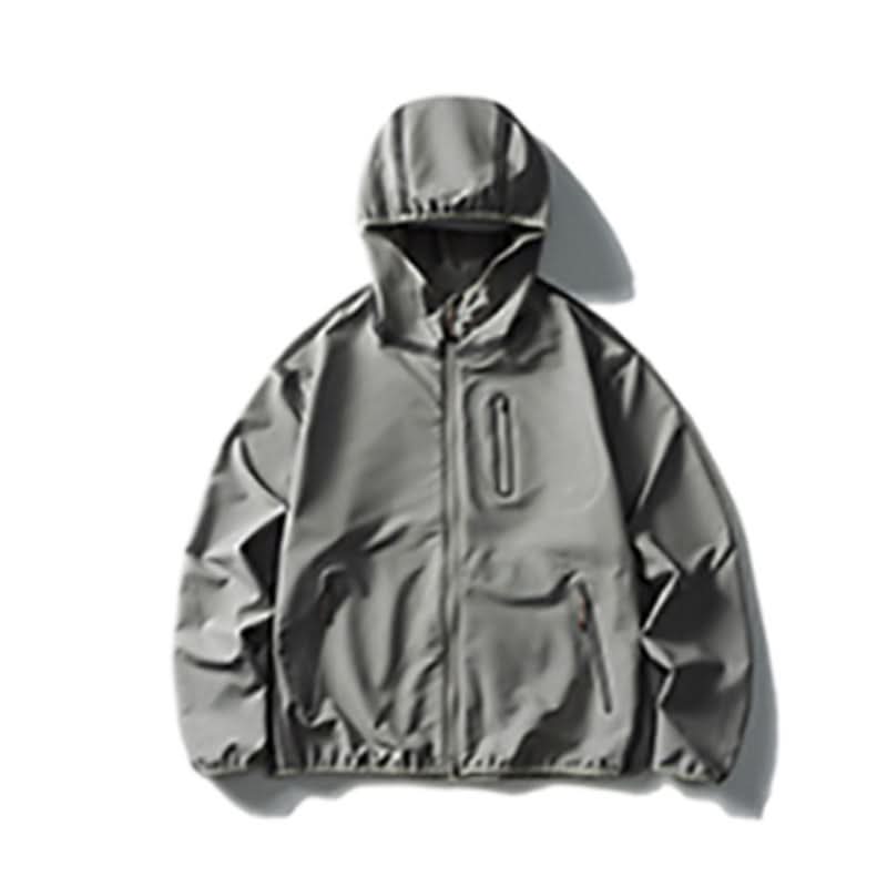 Reflective strip splicing hooded jacket