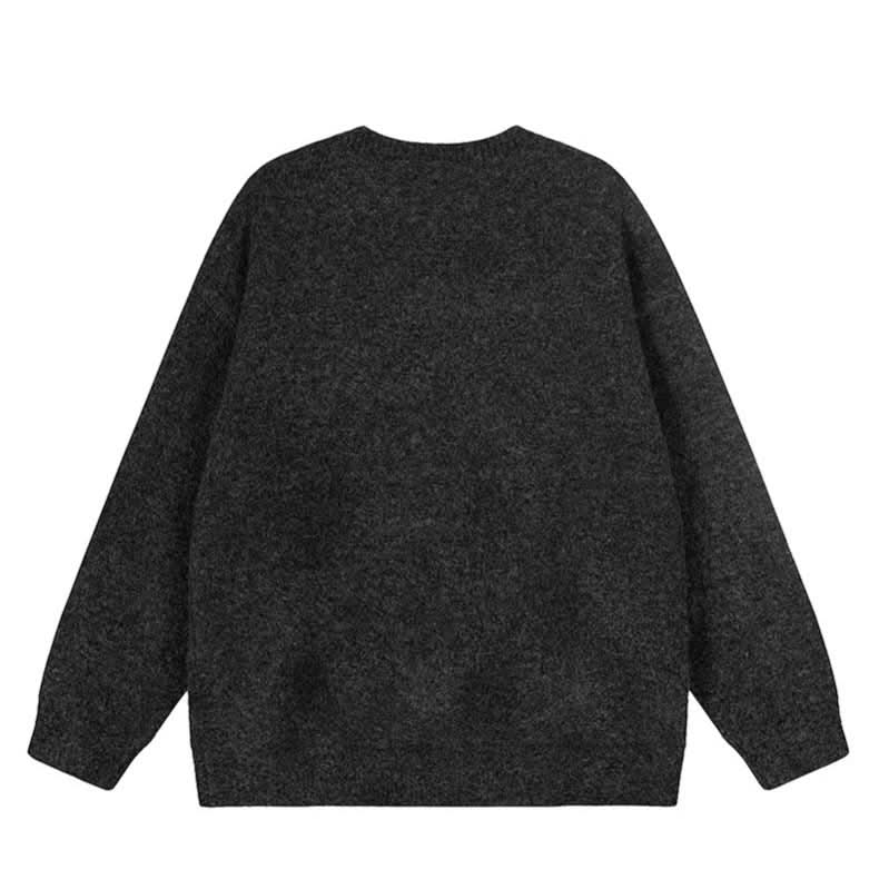 Faux-Nerz-Print Rundhals-Pullover für Damen, lockeres Strickoberteil