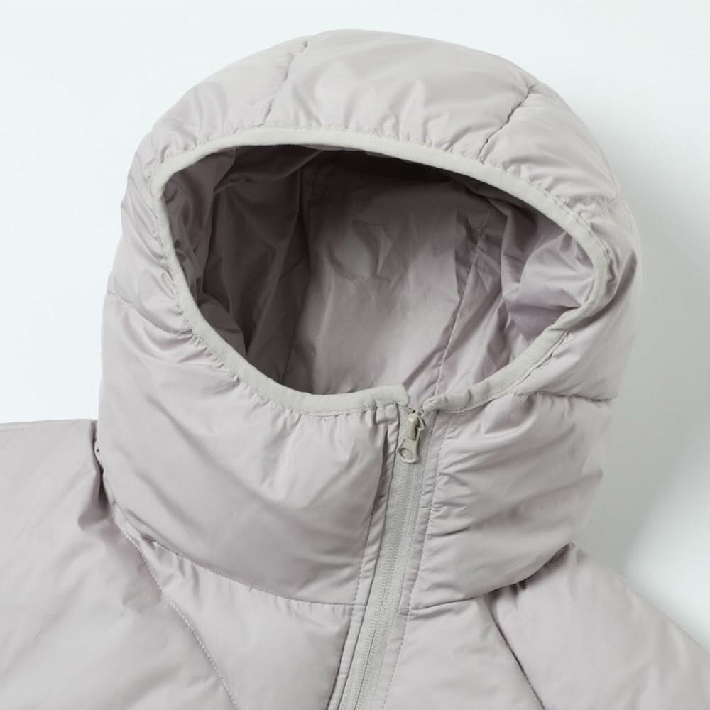 Solid color loose hooded down jacket