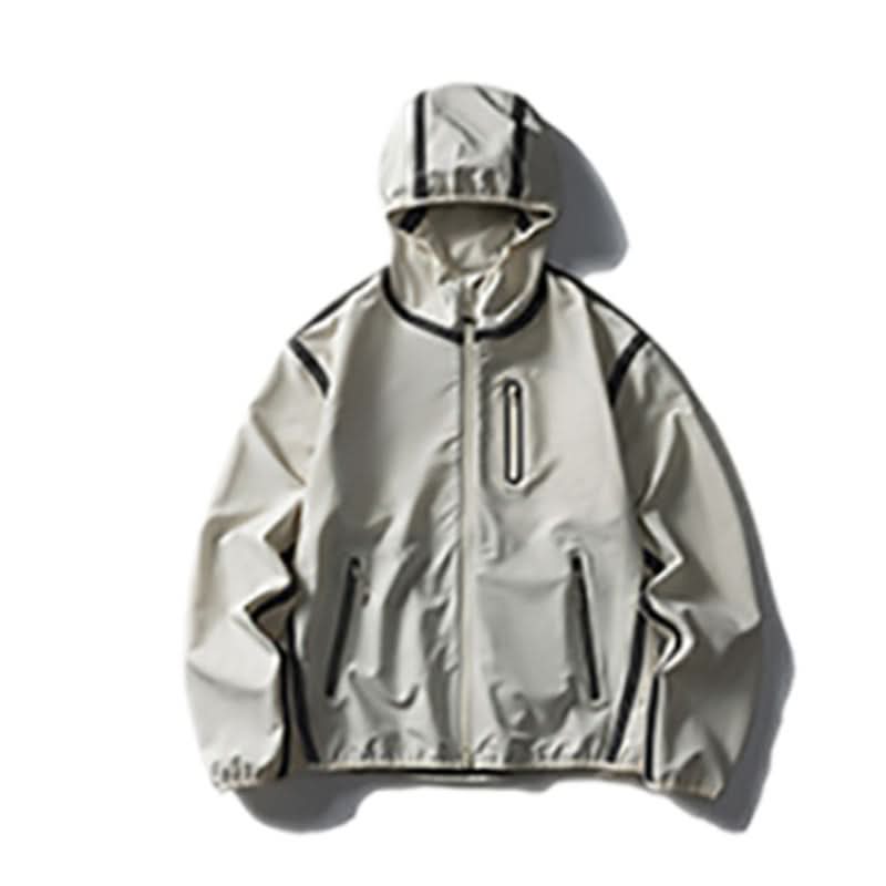 Reflective strip splicing hooded jacket