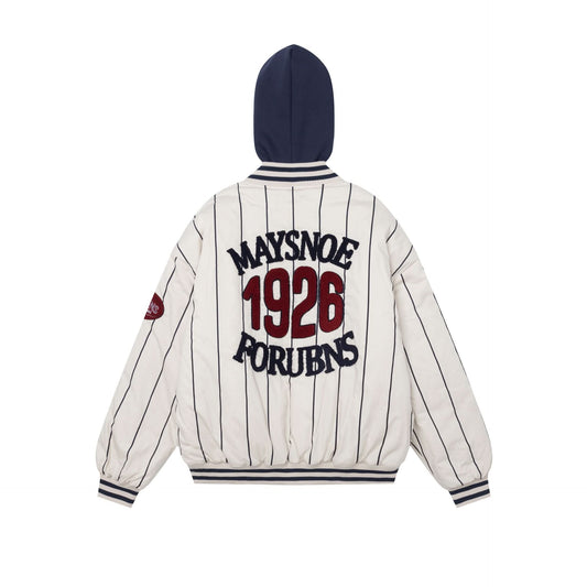 Fake two-piece spliced hooded baseball cotton jacket