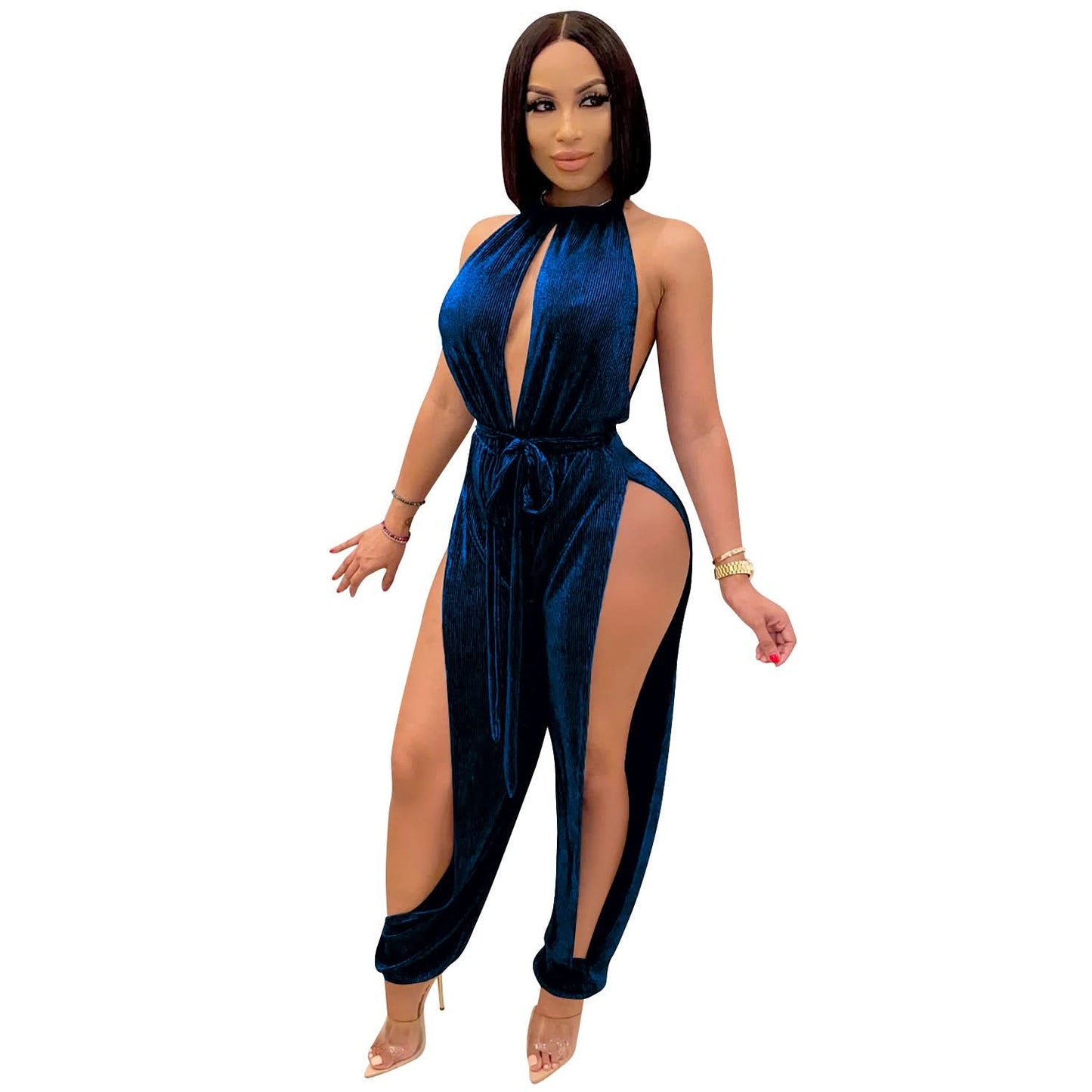 FashionStyle Sexy Strappy Elastic Split Women's Jumpsuit