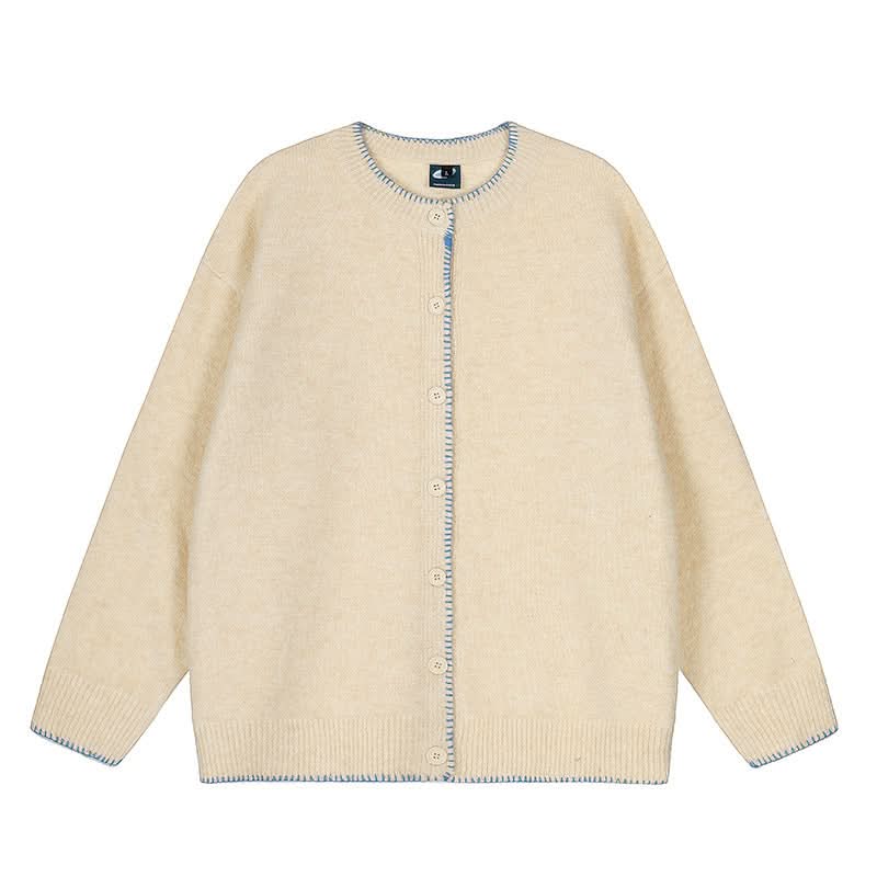 Hand-Stitched Knit Cardigan Loose Casual Versatile Sweater Coat