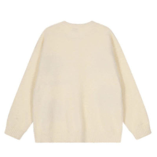 Cool Pattern Knit Sweater Loose Fit Open Front Top