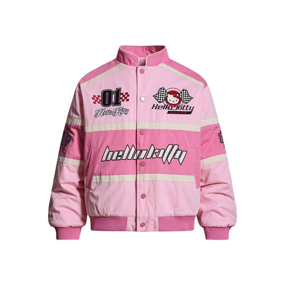 Cartoon-Schwerindustrie Stickerei Racing Style Stehkragen Baumwolljacke