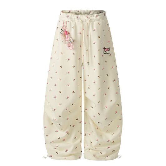 Drawstring Pendant Wide-Leg Pants for Women Casual Loose Slimming Trousers
