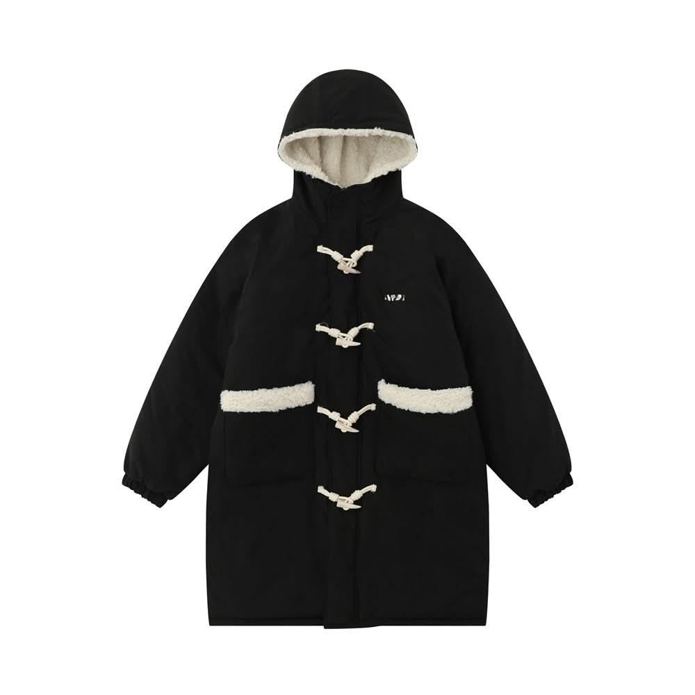 Long knee length hooded cotton jacket