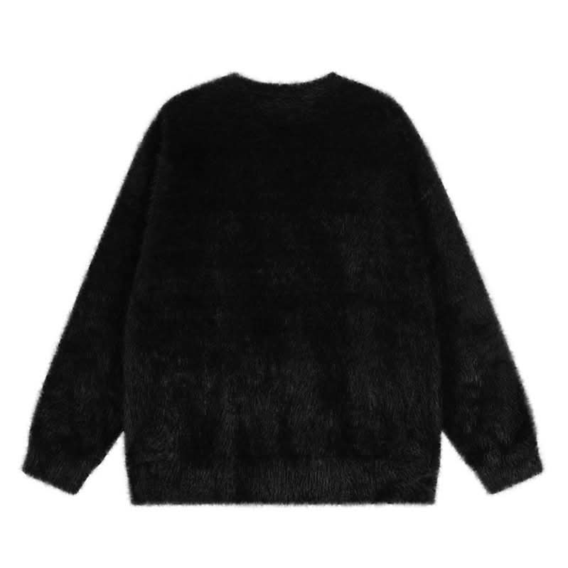 Dog Flower Knit Cardigan Sweater Coat Loose Soft Knitwear