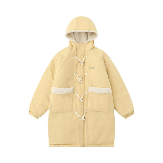 Long knee length hooded cotton jacket