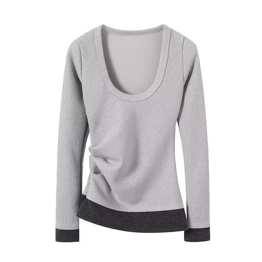 Double layered effect pleated T-shirt base