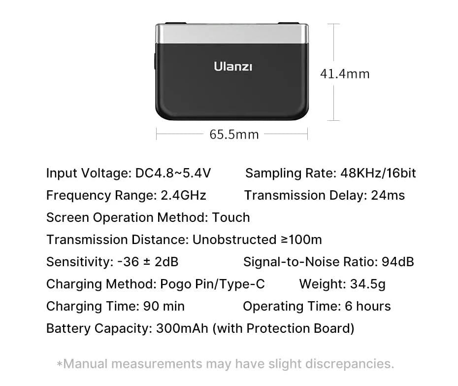 Ulanzi AM18 U-Mic 2.4G Stereo Wireless Microphone 100m Pickup 20+H Dual-Channel Recording for DSLR IOS Android PC Live Interview