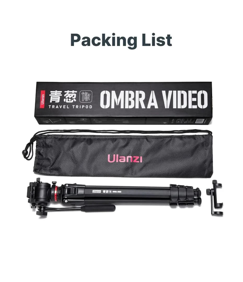 Ulanzi MT-56 OMBRA VIDEO Travel Tripod With Fluid Drag Pan Ball Head Metal Outdoor Smartphone DSLR Camera Tripod Monopod