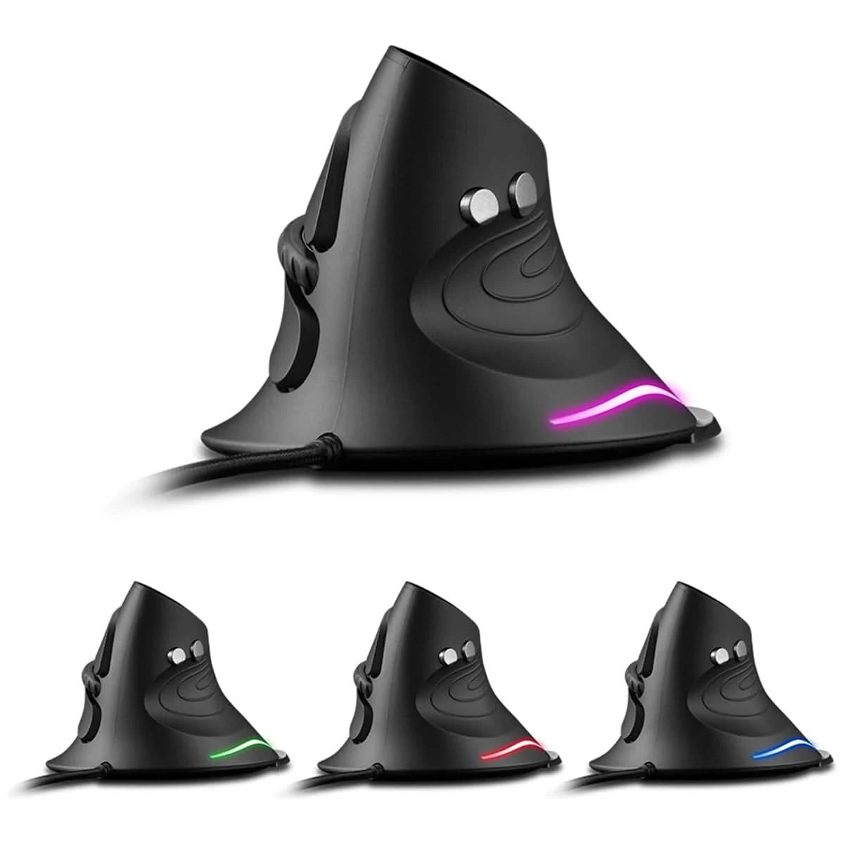 Optical Ergonomic Vertical Mouse Led With Usb Wire 6 Buttons Dpi 3200 Black D6