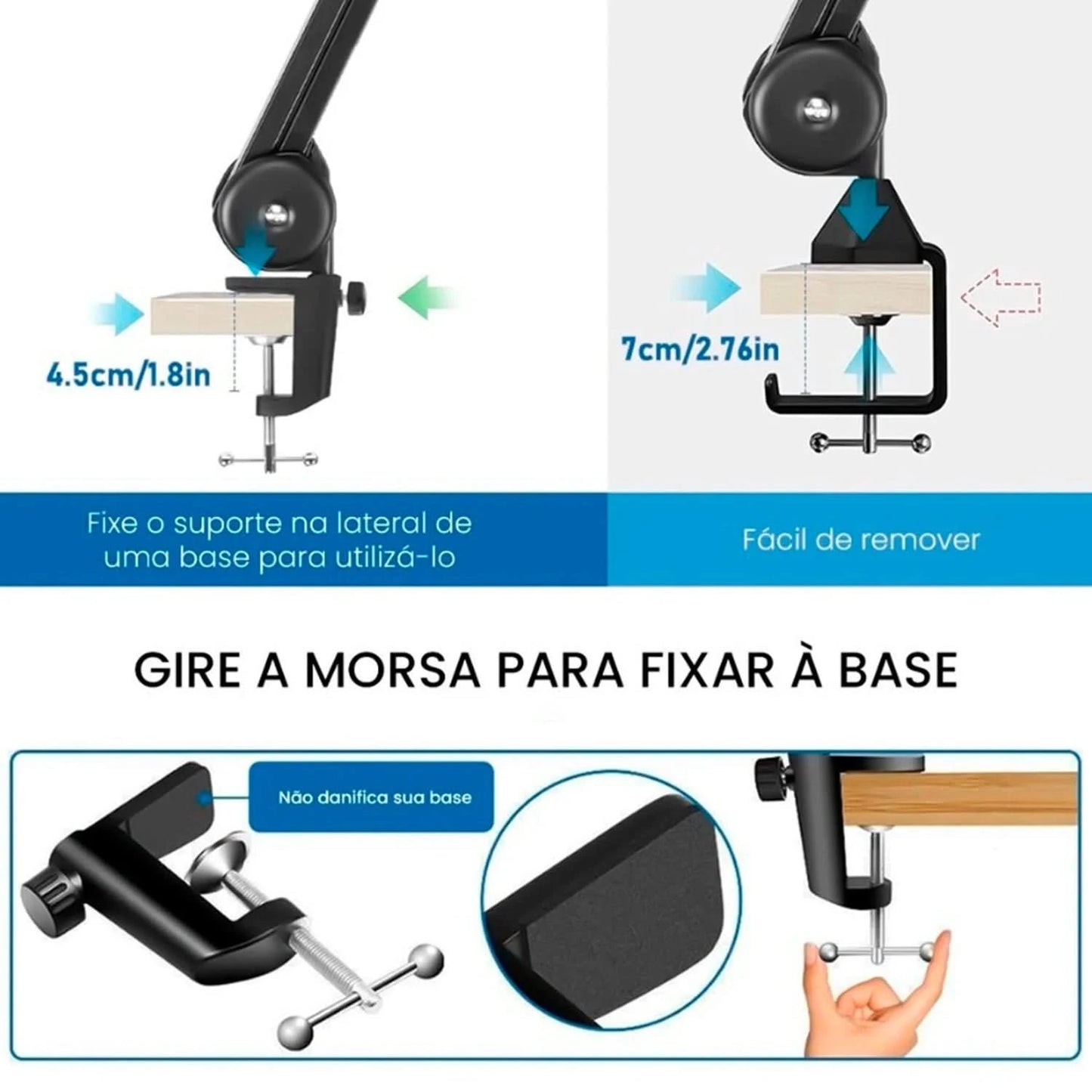 Verstellbarer professioneller Tischmikrofonständer, Gelenkarm für HyperX QuadCast und andere Mikrofone