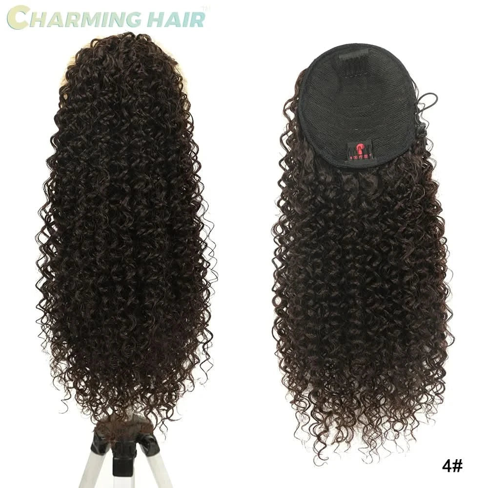 Rabo de Cavalo Curtos Ondas Profundas Cabelo Fibra Proteica Orgânica de Alta Qualidade Afro Cacheado 60cm100g "PATRICIA"-MODA
