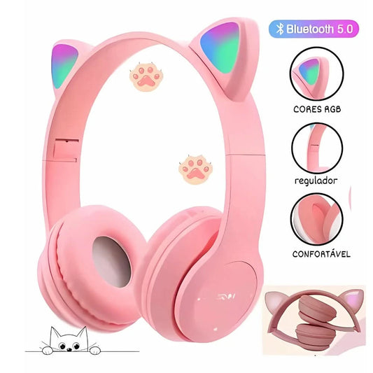Bluetooth Kitten Ear Headset Led Boy Girl Varied Colors