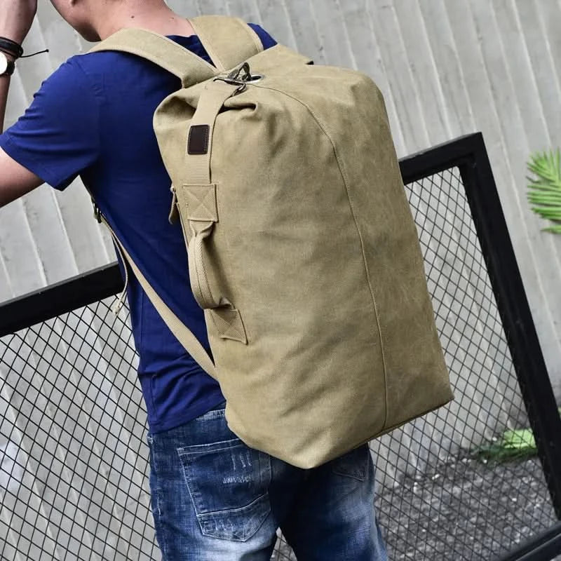 Outdoor-Reisetasche Rucksack Mode Große Kapazität Rucksack Herren Leichter Rucksack Herren Gepäck Canvas Eimer Schultertaschen für Männer