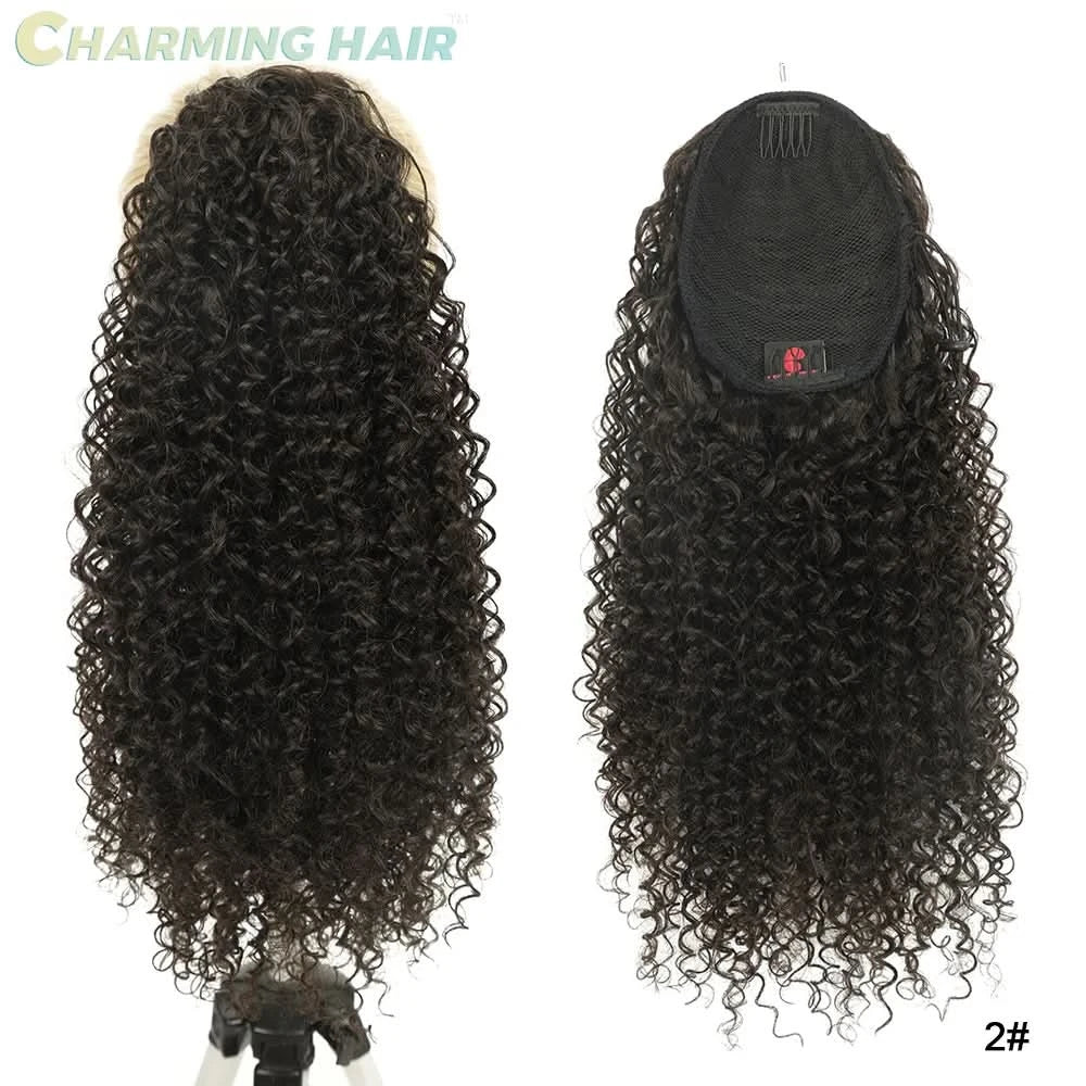 Rabo de Cavalo Curtos Ondas Profundas Cabelo Fibra Proteica Orgânica de Alta Qualidade Afro Cacheado 60cm100g "PATRICIA"-MODA