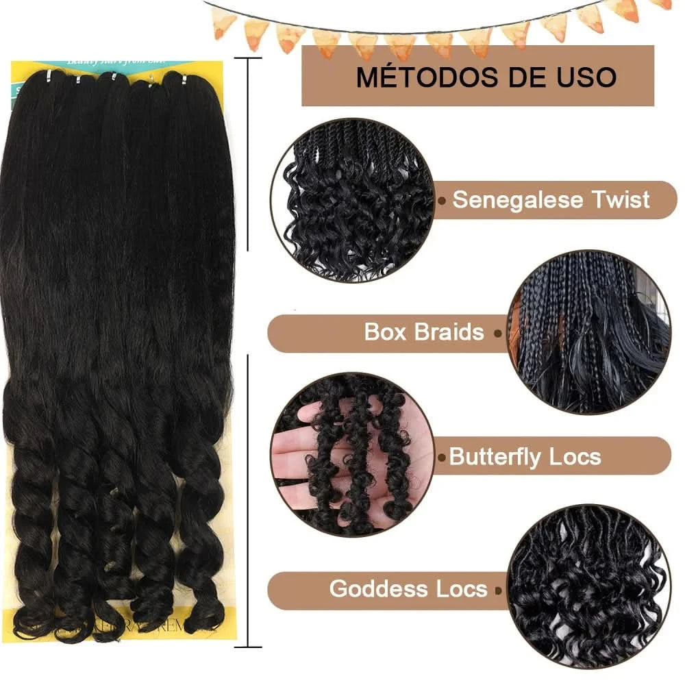 Jumbo Boho Curl French Braids für Häkelzöpfe, lockiges Jumbo-Haar, hochwertige Bio-Faser, 400 g, 65 cm, BOHO