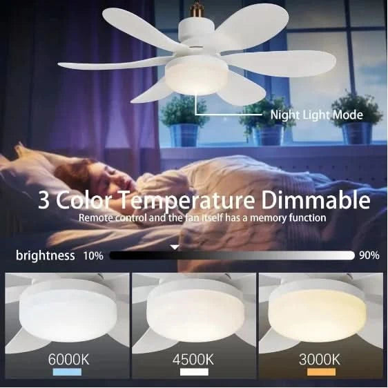 6 Flügel Deckenventilator Windlicht Leise Fernbedienung Lcg Led 60W-Neverdie Store