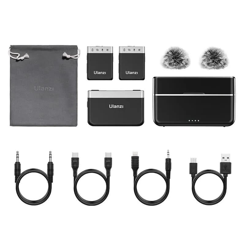 Ulanzi AM18 U-Mic 2.4G Stereo Wireless Microphone 100m Pickup 20+H Dual-Channel Recording for DSLR IOS Android PC Live Interview