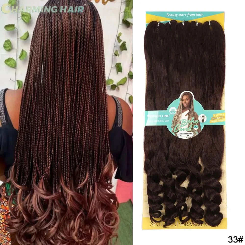 Jumbo Boho Curl French Braids für Häkelzöpfe, lockiges Jumbo-Haar, hochwertige Bio-Faser, 400 g, 65 cm, BOHO