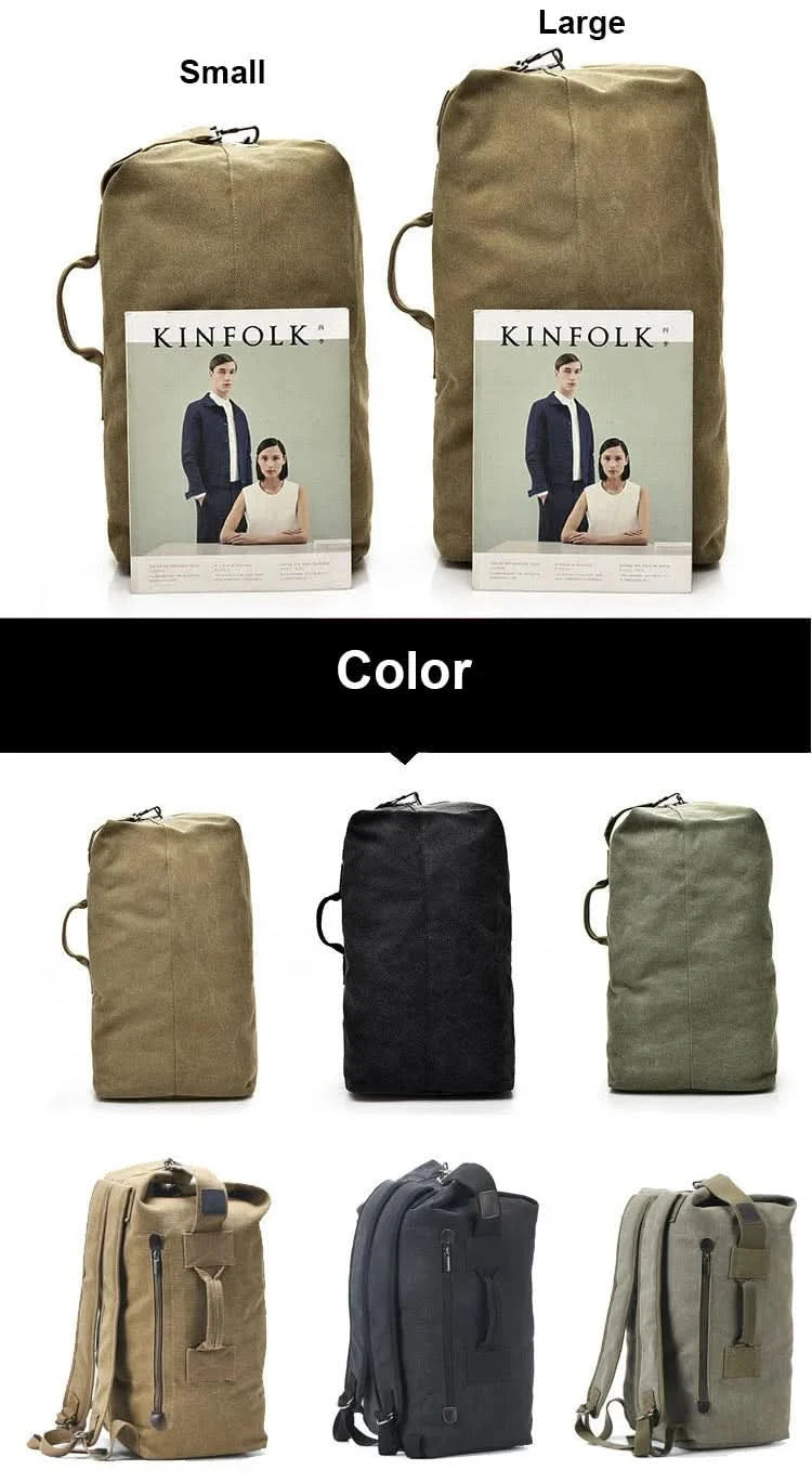 Outdoor-Reisetasche Rucksack Mode Große Kapazität Rucksack Herren Leichter Rucksack Herren Gepäck Canvas Eimer Schultertaschen für Männer